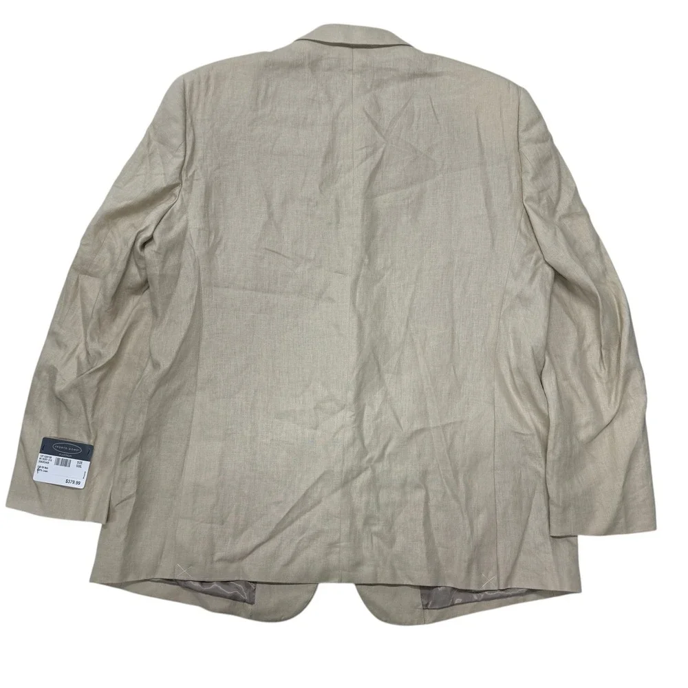 Pronto Uomo Platinum Mens Tan 100% Linen Blazer Sport Coat 52 Extra Long NWT
